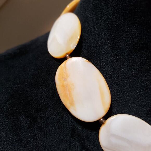 Womens Fashion BeigeBone Discs Beaded Necklace Jewelry with Toggle Clasp - Picture 5 of 6